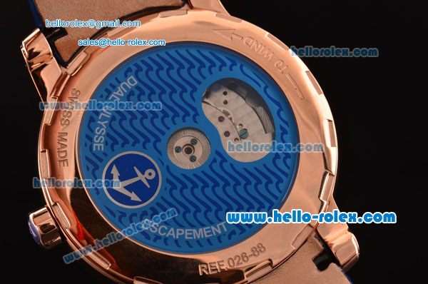 Ulysse Nardin Freak Asia ST18-CHG Automatic Rose Gold Case with Blue Leather Strap Blue Dial Numeral Markers - Click Image to Close
